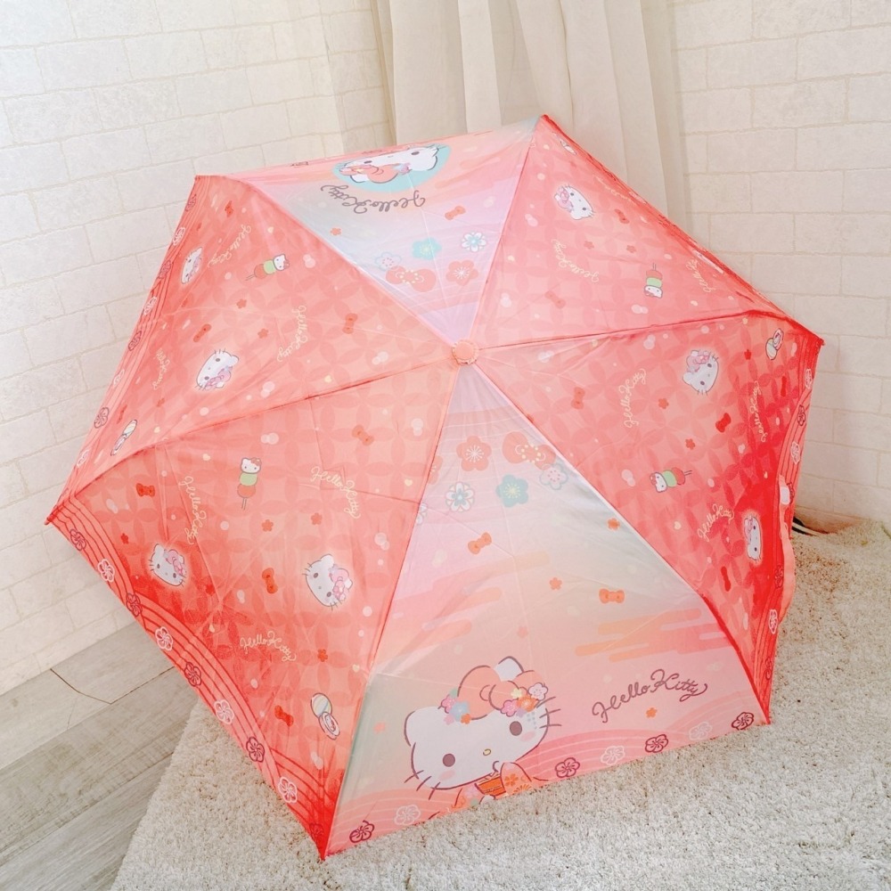 🎈彩虹尾巴🎈三麗鷗和服系列彎把傘☂️雨傘 折傘 摺疊傘 KITTY 美樂蒂 酷洛米 大耳狗-細節圖2