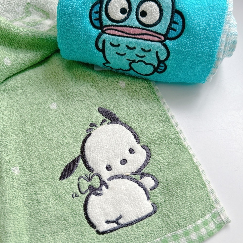 🎈彩虹尾巴🎈三麗鷗全明星刺繡長毛巾 KITTY 美樂蒂 布丁狗 酷洛米 大耳狗 帕恰狗 人魚漢頓 毛巾-細節圖4