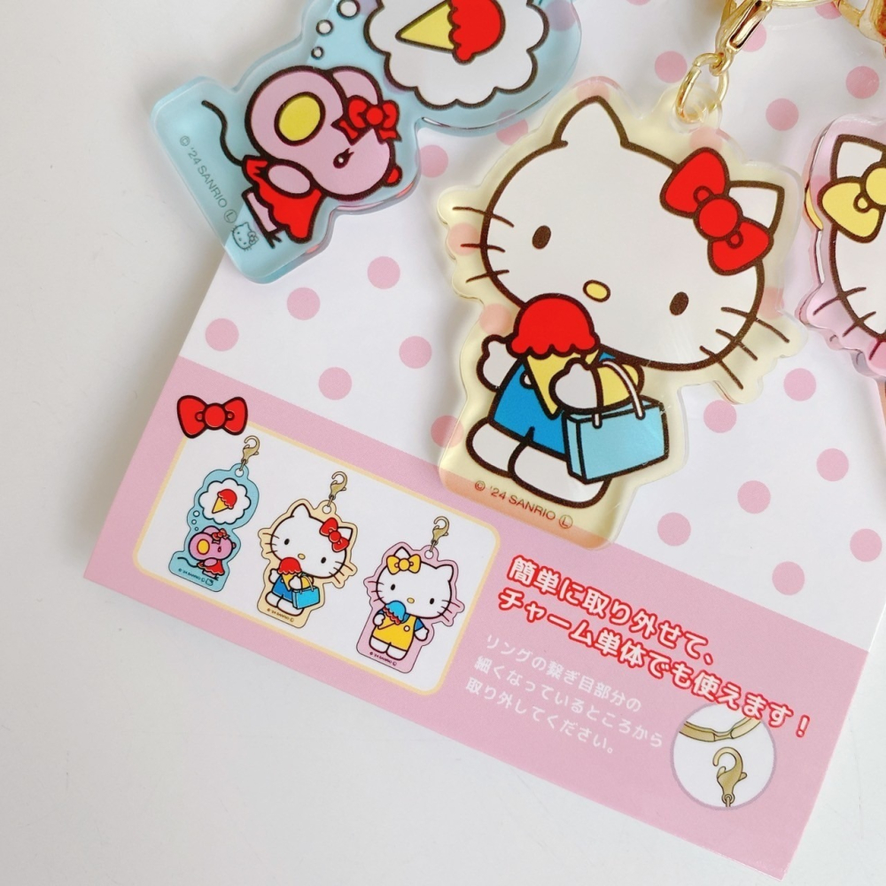 🎈彩虹尾巴🎈三麗鷗拉鍊扣系列 Hello Kitty 凱蒂貓 迷你壓克力吊飾三入組 糖果款 50週年紀念 三連-細節圖3