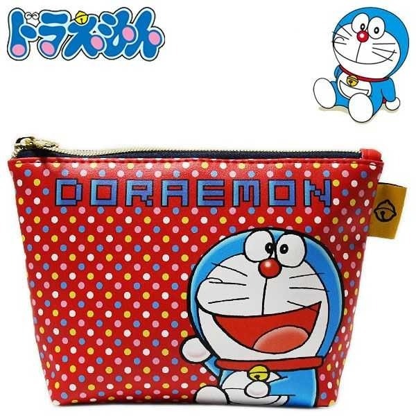 🎈彩虹尾巴🎈哆啦A夢繽紛皮革收納包 小叮噹 大臉 Doraemon 小物包 收納小物包 收納小包 紅色 點點-細節圖4