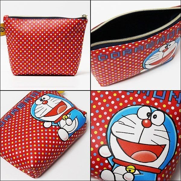 🎈彩虹尾巴🎈哆啦A夢繽紛皮革收納包 小叮噹 大臉 Doraemon 小物包 收納小物包 收納小包 紅色 點點-細節圖5