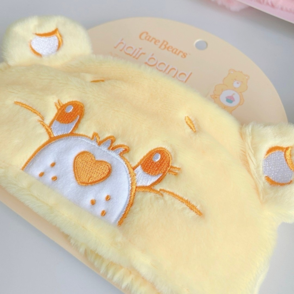 🎈彩虹尾巴🎈彩虹熊立體大臉髮帶 carebears 大頭造型 絨毛造型吸水髮帶 頭巾 粉 紫 黃 綠 藍-細節圖4