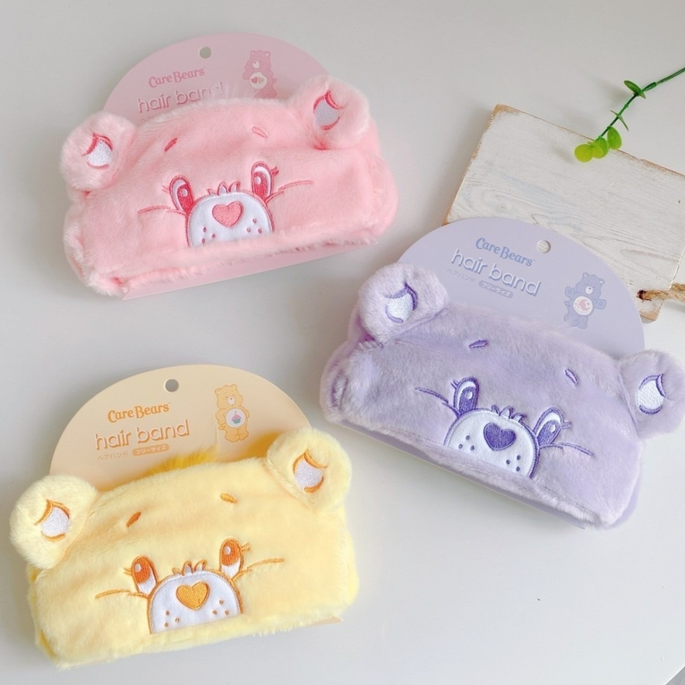 🎈彩虹尾巴🎈彩虹熊立體大臉髮帶 carebears 大頭造型 絨毛造型吸水髮帶 頭巾 粉 紫 黃 綠 藍-細節圖7