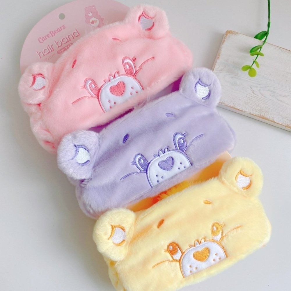 🎈彩虹尾巴🎈彩虹熊立體大臉髮帶 carebears 大頭造型 絨毛造型吸水髮帶 頭巾 粉 紫 黃 綠 藍-細節圖8
