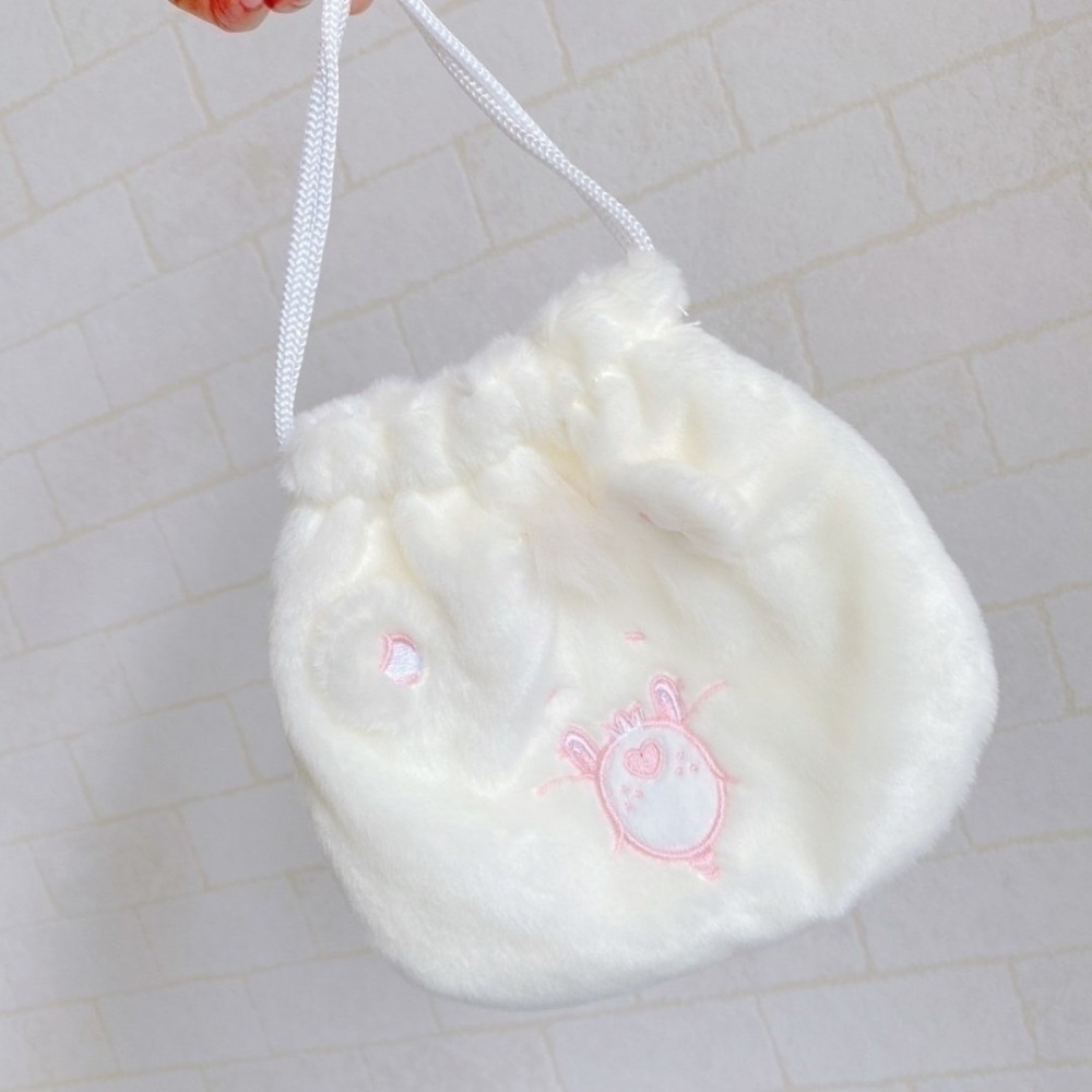 🎈彩虹尾巴🎈彩虹熊絨毛大臉束口袋 carebears 縮口袋 小物收納 愛心 粉 紫 白  綠  藍 黃-細節圖3