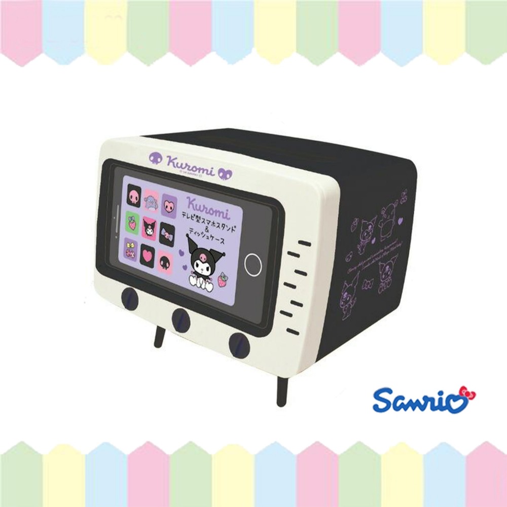 🎈彩虹尾巴🎈收音機面紙盒 三麗鷗 造型面紙盒附手機架 電視款 電視機面紙盒 Kitty 美樂蒂 酷洛米 布丁狗-細節圖2