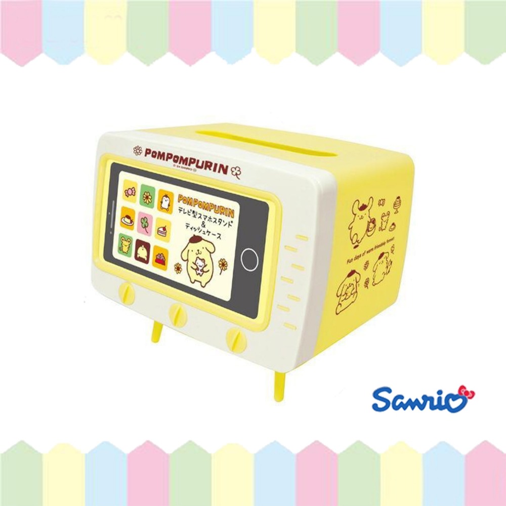 🎈彩虹尾巴🎈收音機面紙盒 三麗鷗 造型面紙盒附手機架 電視款 電視機面紙盒 Kitty 美樂蒂 酷洛米 布丁狗-細節圖4