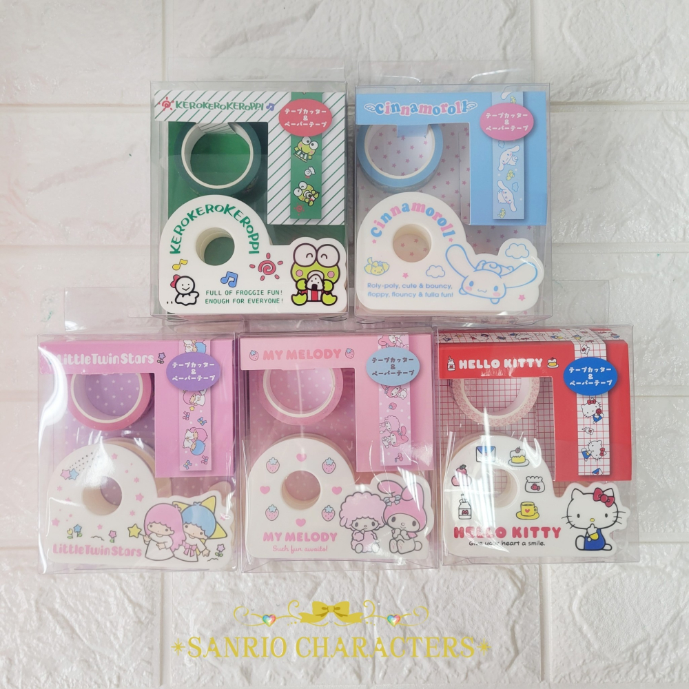 🎈彩虹尾巴🎈迷你膠帶膠台組 三麗鷗 迷你膠帶切割器 復古系列 雙子星 大耳狗 大眼蛙 KITTY 美樂蒂膠帶台可洛比-細節圖2