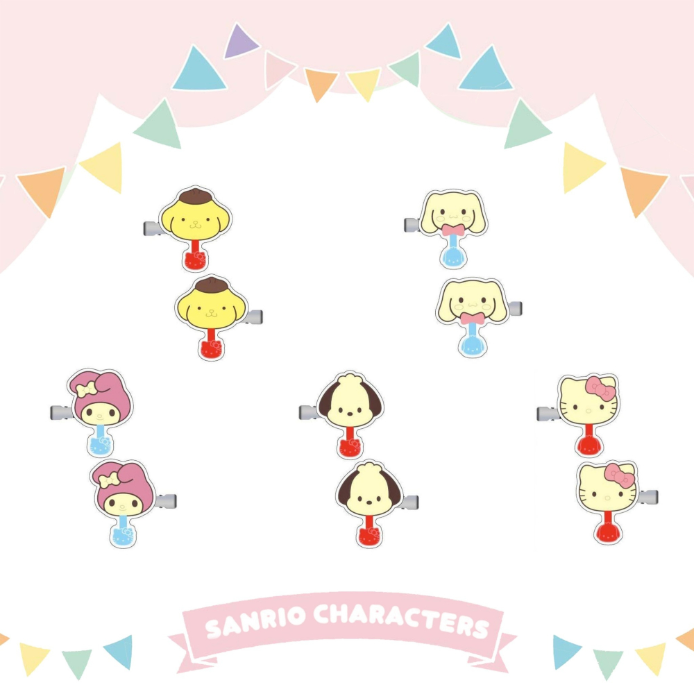 🎈彩虹尾巴🎈造型髮夾(2入/組)三麗鷗 不二家peko 不二家巧克力 KITTY 大耳狗 帕洽狗 布丁狗-細節圖3