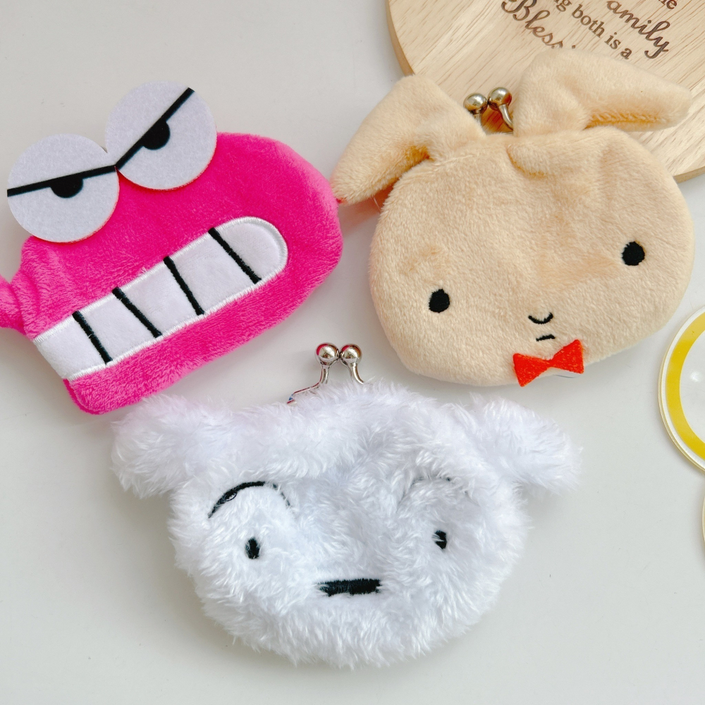 🎈彩虹尾巴🎈蠟筆小新鈴鐺絨毛珠扣零錢包👛小新 小白 肥嘟嘟左衛門 小葵 恐龍 鋼達姆機器人 出氣兔兔 野原向日葵-細節圖3