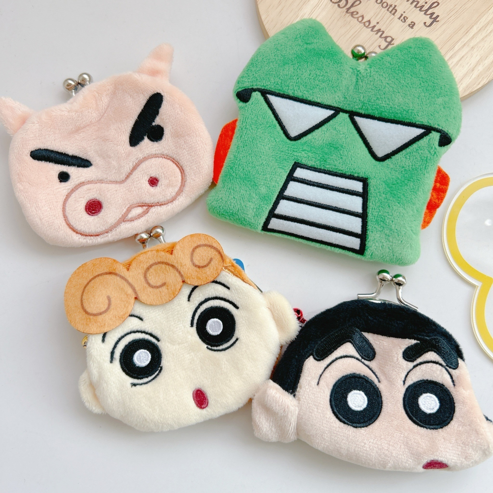 🎈彩虹尾巴🎈蠟筆小新鈴鐺絨毛珠扣零錢包👛小新 小白 肥嘟嘟左衛門 小葵 恐龍 鋼達姆機器人 出氣兔兔 野原向日葵-細節圖4