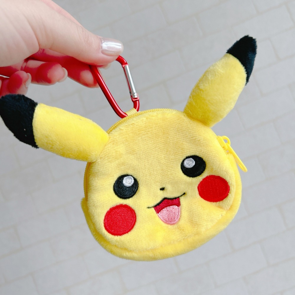 🎈彩虹尾巴🎈寶可夢絨毛零錢包附登山扣 皮卡丘 耿鬼 零錢包 扁平收納包 拉鍊 大頭造型 絨毛零錢包-細節圖3