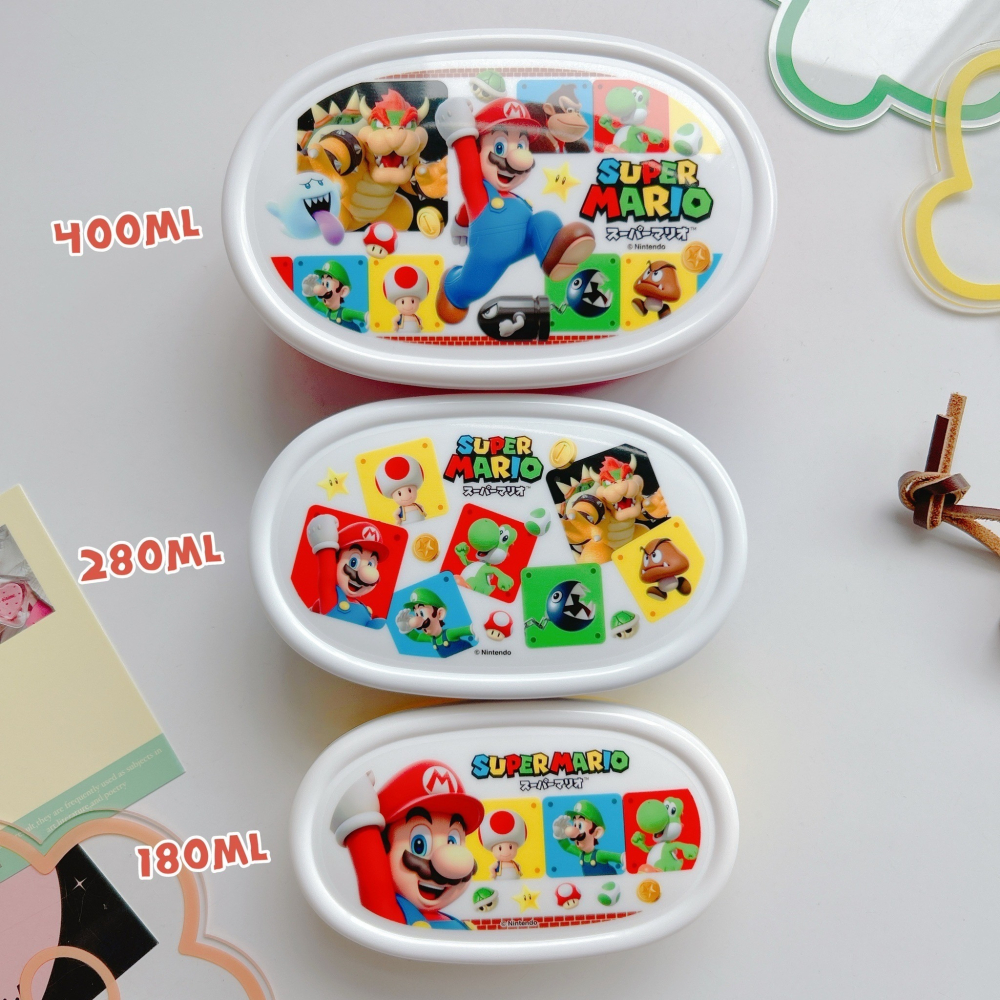 🎈彩虹尾巴🎈日本製瑪利歐系列 Mario 分隔便當盒 三入便當盒 塑膠便當盒 餐盒-細節圖4
