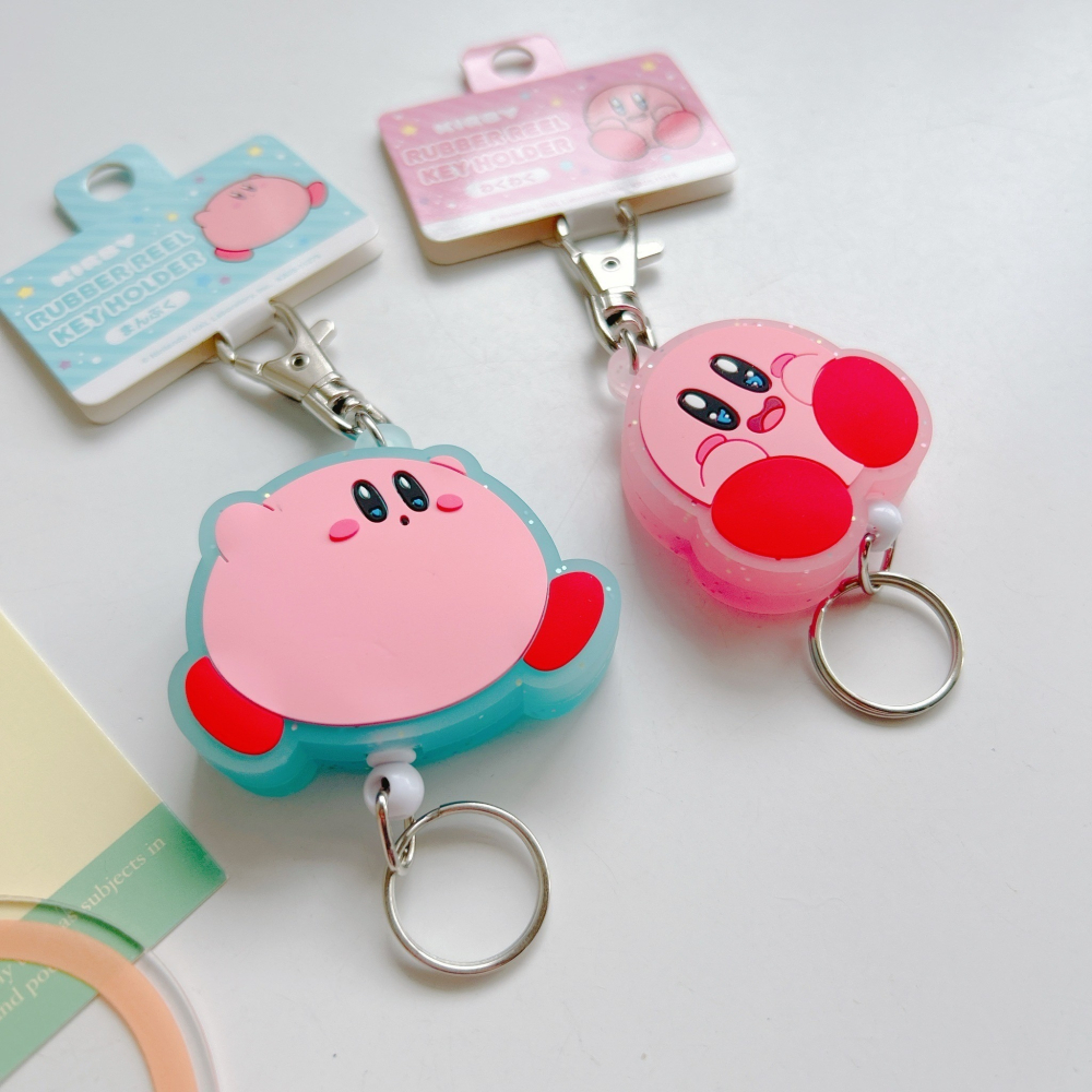 🎈彩虹尾巴🎈星之卡比粉嫩造型伸縮易拉扣 Kirby 鑰匙圈 吊飾 任天堂星之卡比 伸縮鑰匙圈吊飾-細節圖2