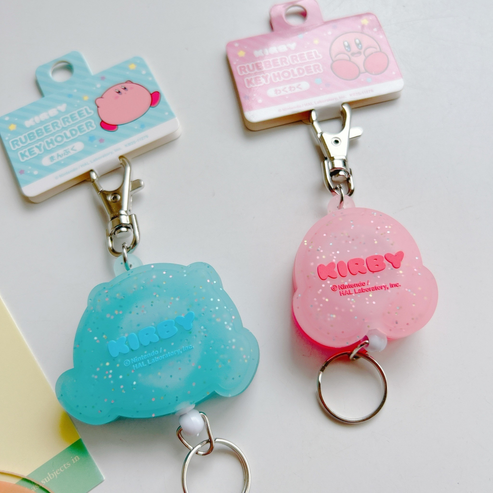 🎈彩虹尾巴🎈星之卡比粉嫩造型伸縮易拉扣 Kirby 鑰匙圈 吊飾 任天堂星之卡比 伸縮鑰匙圈吊飾-細節圖3