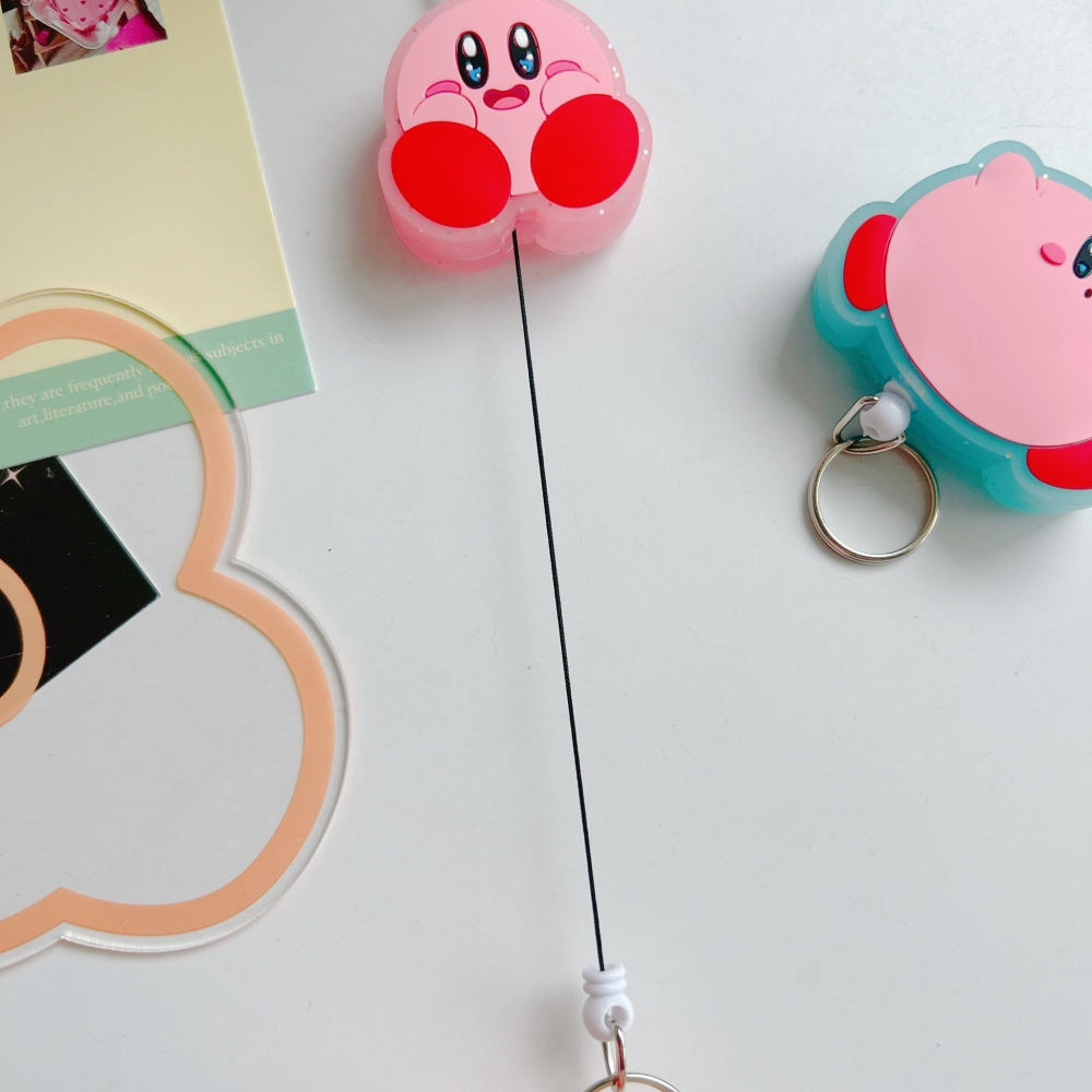 🎈彩虹尾巴🎈星之卡比粉嫩造型伸縮易拉扣 Kirby 鑰匙圈 吊飾 任天堂星之卡比 伸縮鑰匙圈吊飾-細節圖4