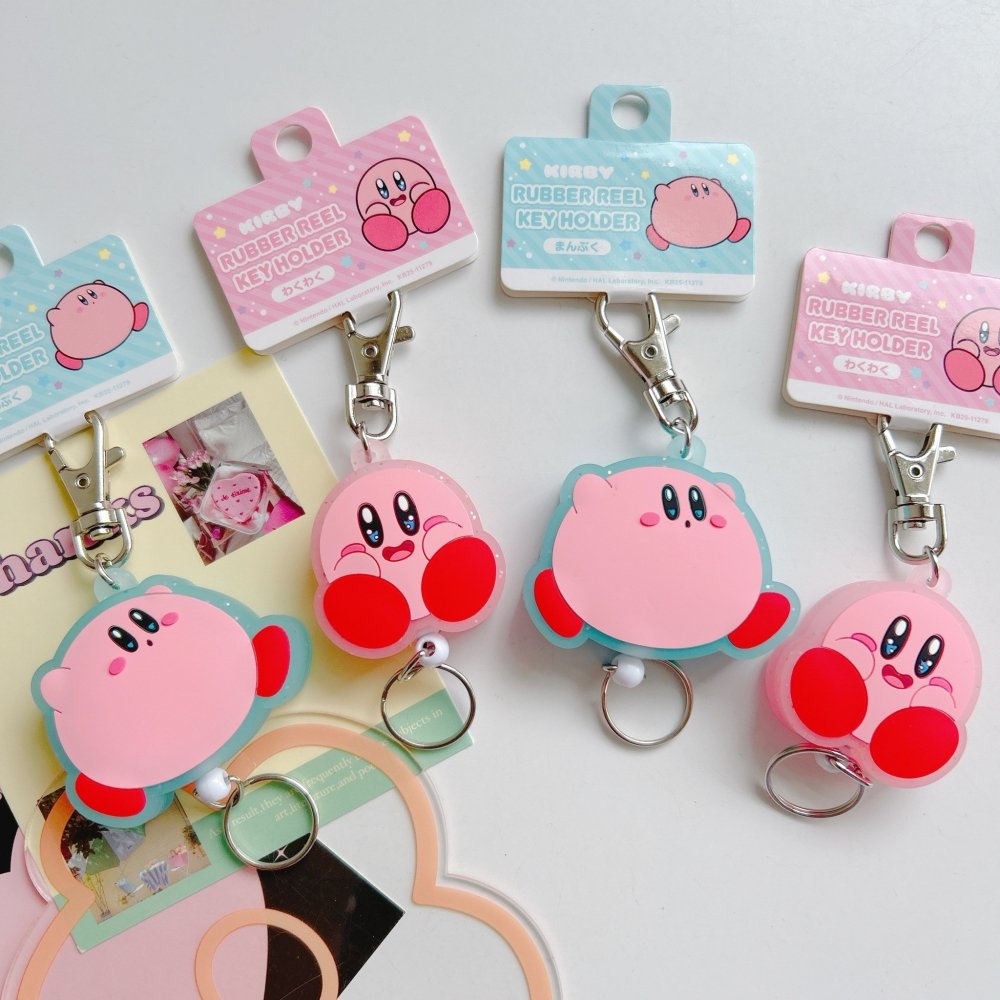 🎈彩虹尾巴🎈星之卡比粉嫩造型伸縮易拉扣 Kirby 鑰匙圈 吊飾 任天堂星之卡比 伸縮鑰匙圈吊飾-細節圖5