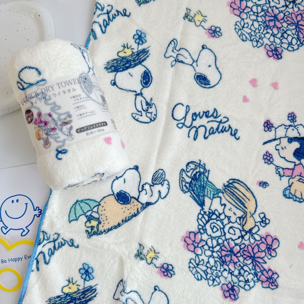 🎈彩虹尾巴🎈史努比熱愛大自然系列速乾毛巾 SNOOPY 史奴比 長毛巾 親膚毛巾 花 沙坑-細節圖5