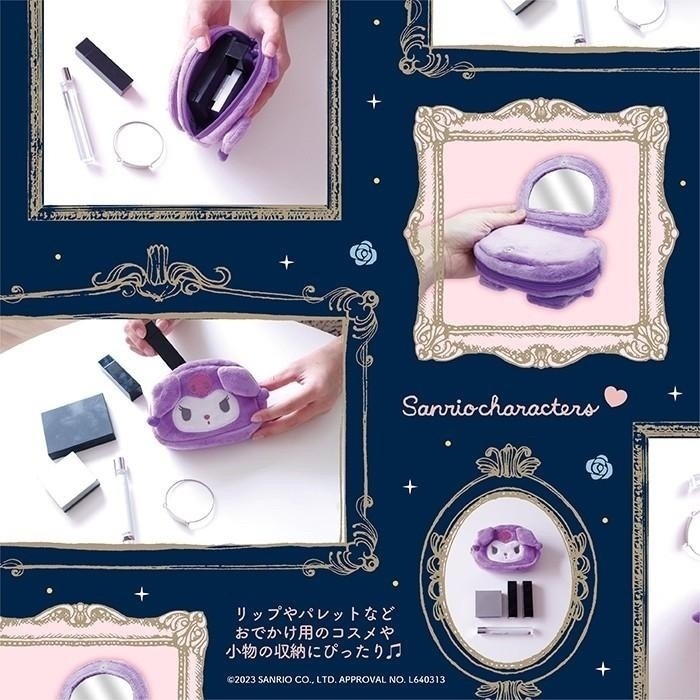 🎈彩虹尾巴🎈三麗鷗絨毛大臉收納包附鏡 化妝包 鏡子包 KITTY 美樂蒂 小物包 鏡子 化妝包 收納小包-細節圖9