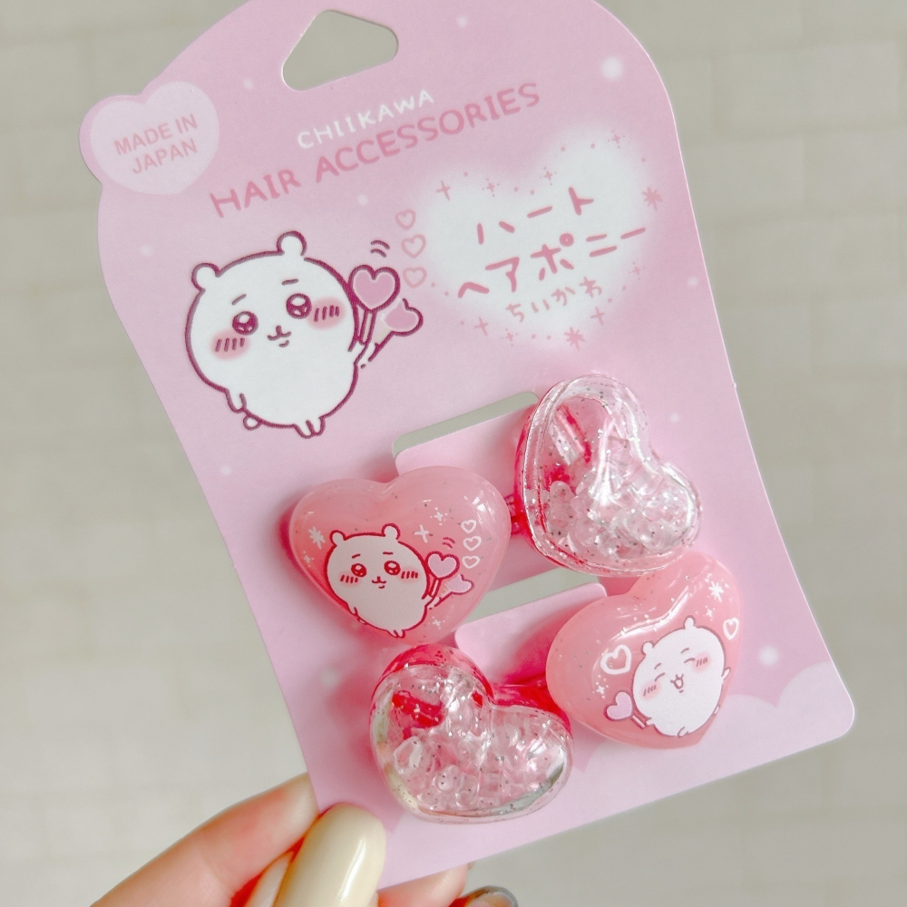 🎈彩虹尾巴🎈日本製吉伊卡哇愛心寶石二入髮束 吉伊卡哇 小八貓 兔兔 烏薩奇 小桃鼠 髮圈 愛心 髮飾-細節圖5
