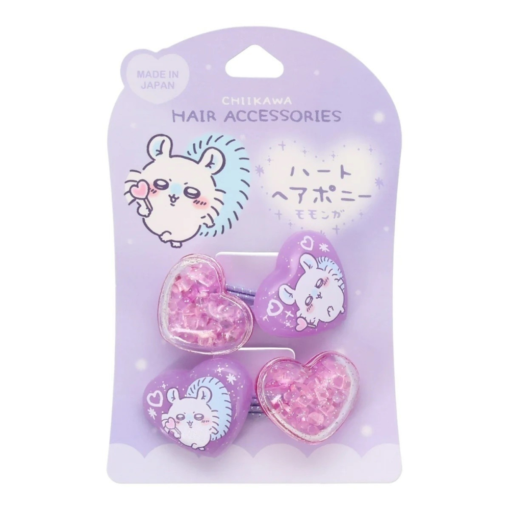 🎈彩虹尾巴🎈日本製吉伊卡哇愛心寶石二入髮束 吉伊卡哇 小八貓 兔兔 烏薩奇 小桃鼠 髮圈 愛心 髮飾-細節圖9