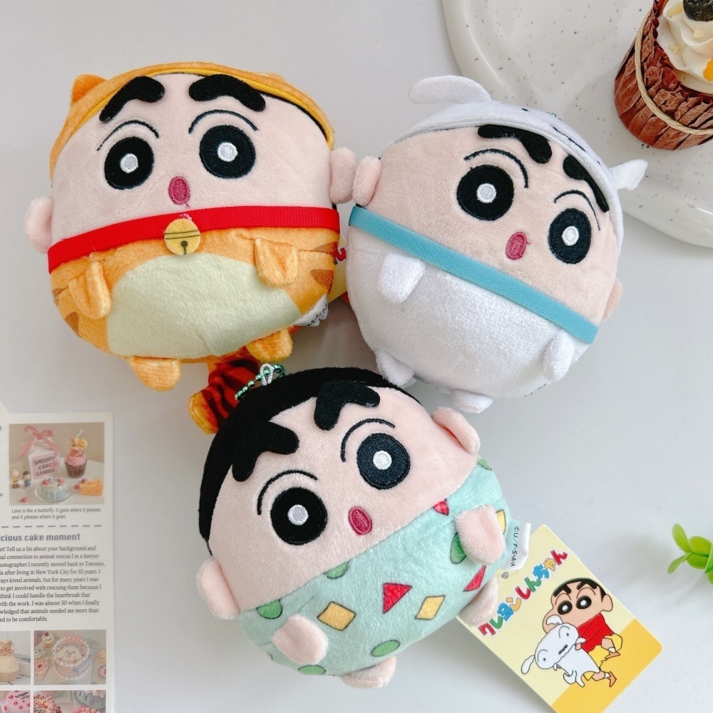 🎈彩虹尾巴🎈蠟筆小新變裝拉震絨毛珠鍊吊飾 小新 野原小白 變裝 睡衣 肥嘟嘟左衛門 恐龍 貓咪 震動玩偶 圓圓 球體-細節圖8