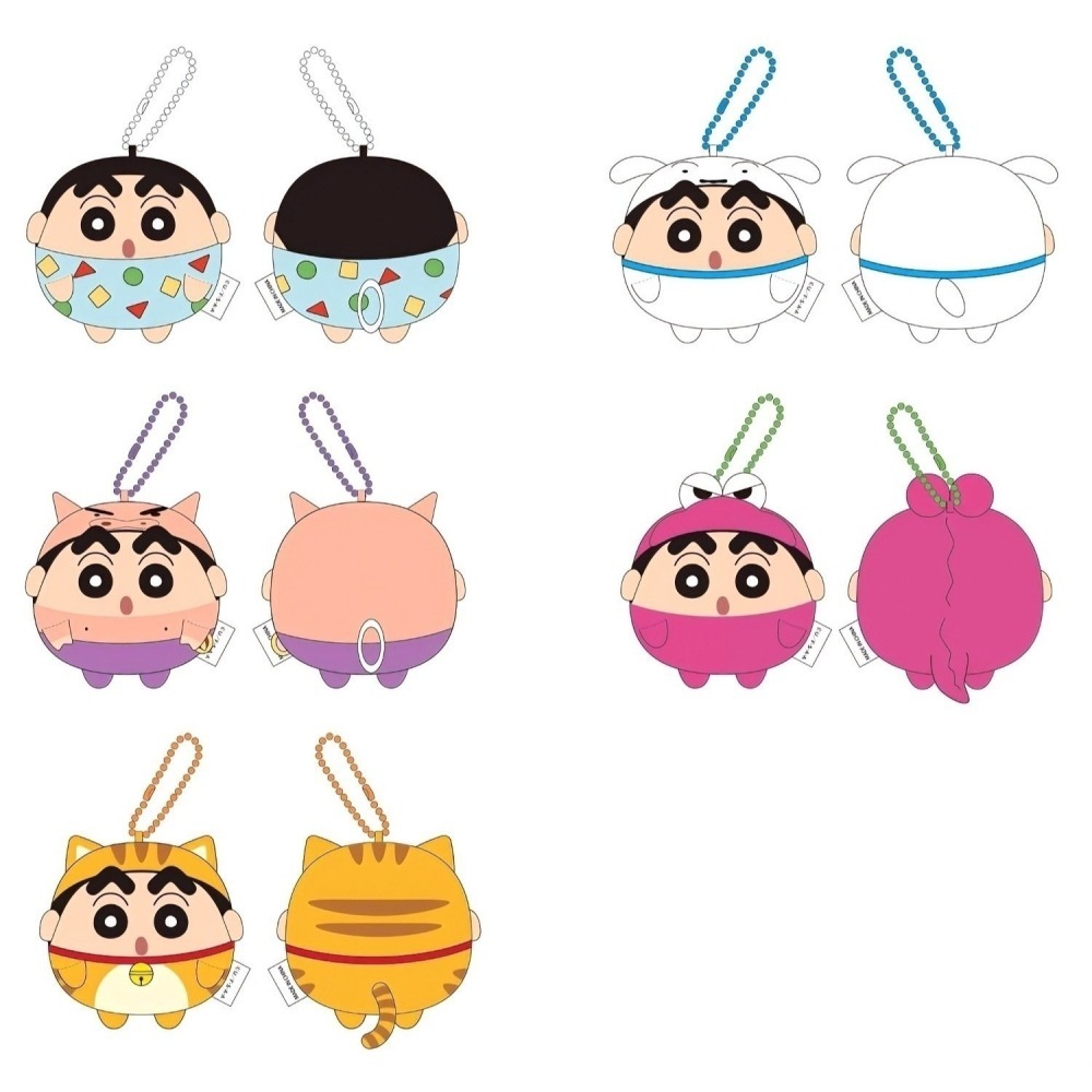 🎈彩虹尾巴🎈蠟筆小新變裝拉震絨毛珠鍊吊飾 小新 野原小白 變裝 睡衣 肥嘟嘟左衛門 恐龍 貓咪 震動玩偶 圓圓 球體-細節圖10