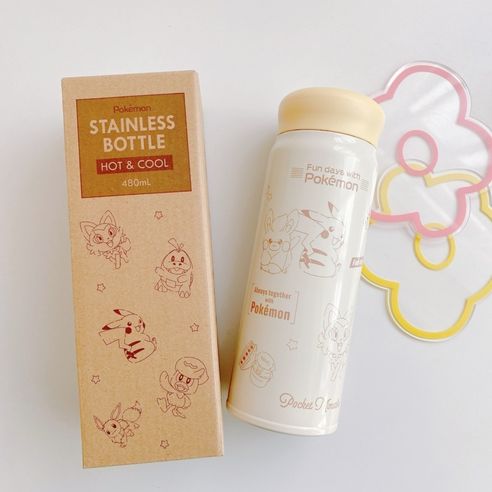 🎈彩虹尾巴🎈寶可夢滿版系列輕量保溫杯 480ml 保溫保冷杯瓶 保溫瓶 皮卡丘 新葉喵 呆火鱷 潤水鴨-細節圖10