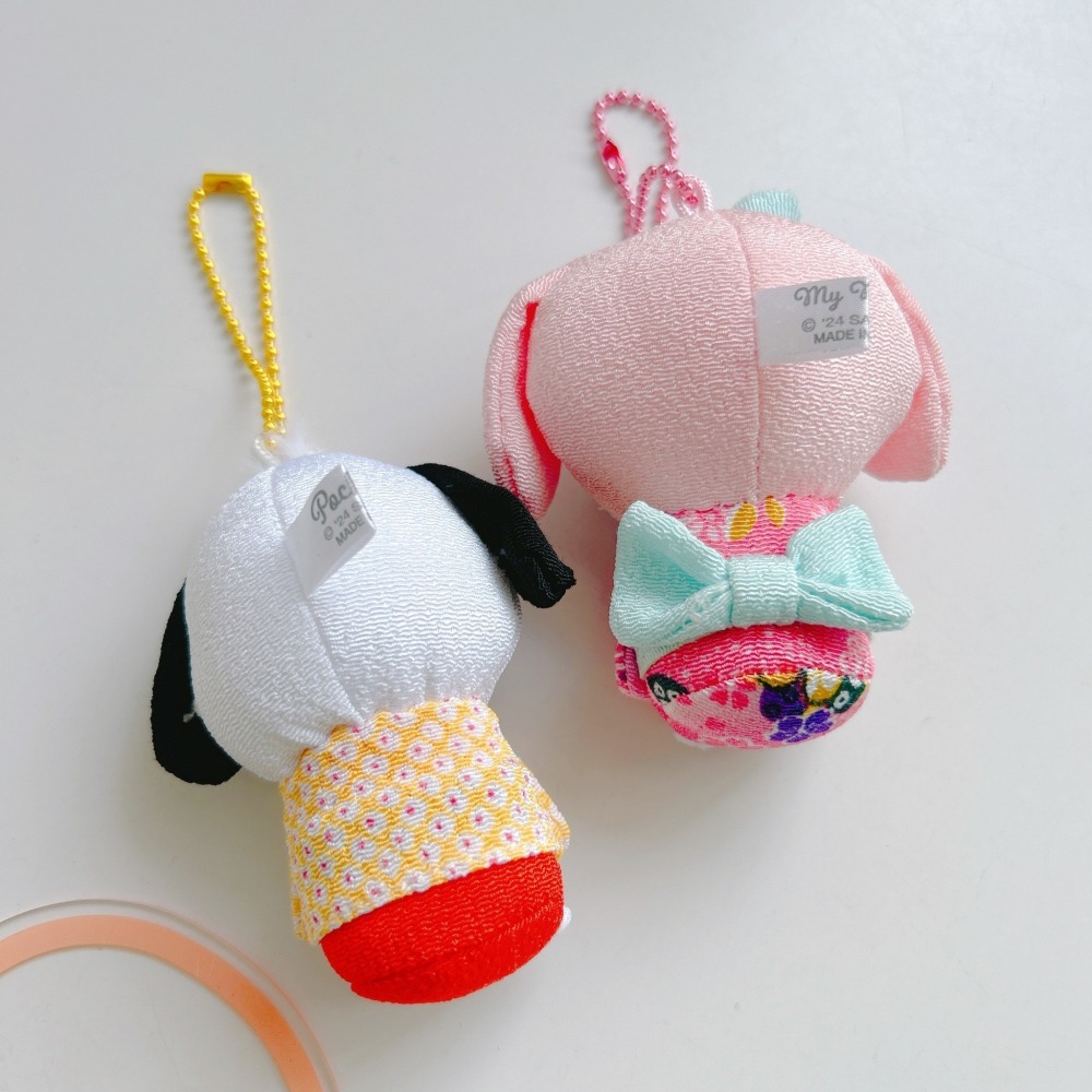 🎈彩虹尾巴🎈三麗鷗和服絨毛珠鍊吊飾 美樂蒂 大耳狗 酷洛米 帕恰狗 手機吊飾-細節圖2