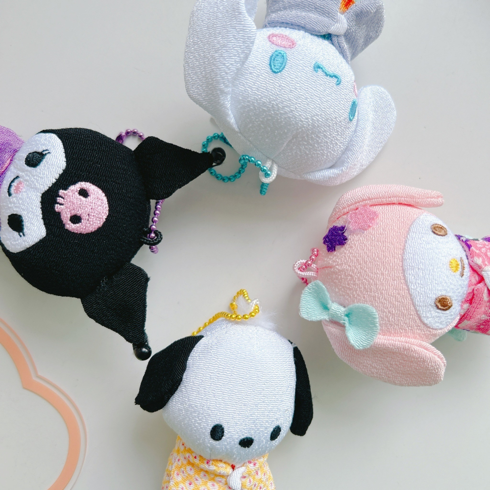 🎈彩虹尾巴🎈三麗鷗和服絨毛珠鍊吊飾 美樂蒂 大耳狗 酷洛米 帕恰狗 手機吊飾-細節圖4