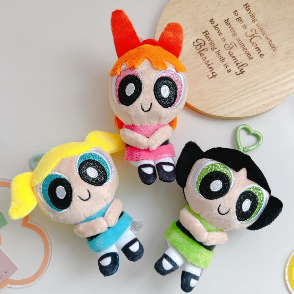 🎈彩虹尾巴🎈飛天小女警愛心扣絨毛吊飾 花花 泡泡 毛毛 The Powerpuff Girls 娃娃吊飾-細節圖4