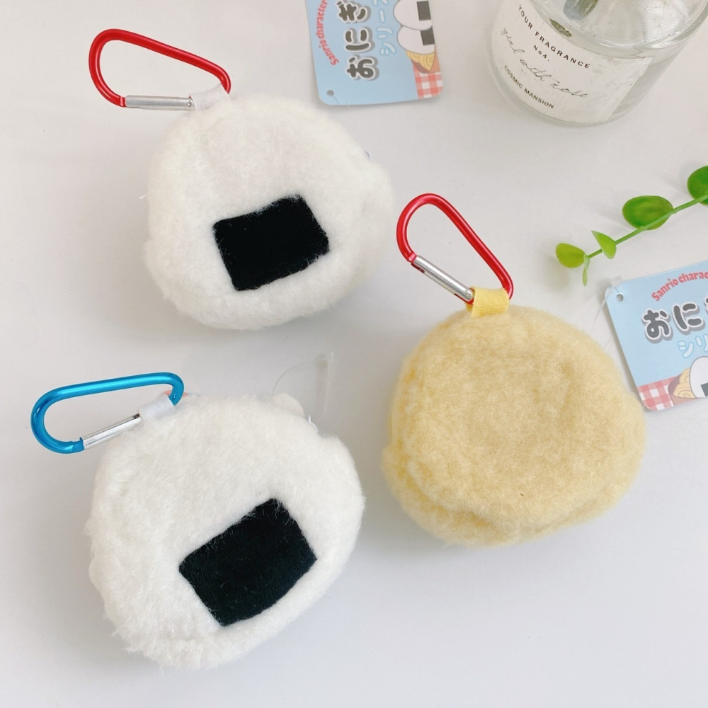 🎈彩虹尾巴🎈三麗鷗御飯糰系列零錢包附扣 絨毛零錢包扣環 飯糰造型 KITTY 大耳狗 蛋黃哥 拉鍊零錢包-細節圖6