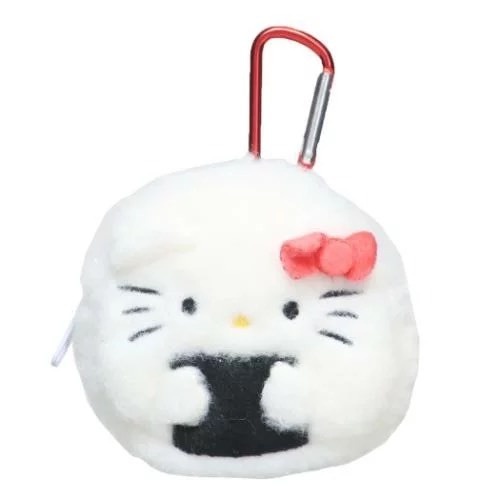 🎈彩虹尾巴🎈三麗鷗御飯糰系列零錢包附扣 絨毛零錢包扣環 飯糰造型 KITTY 大耳狗 蛋黃哥 拉鍊零錢包-細節圖7