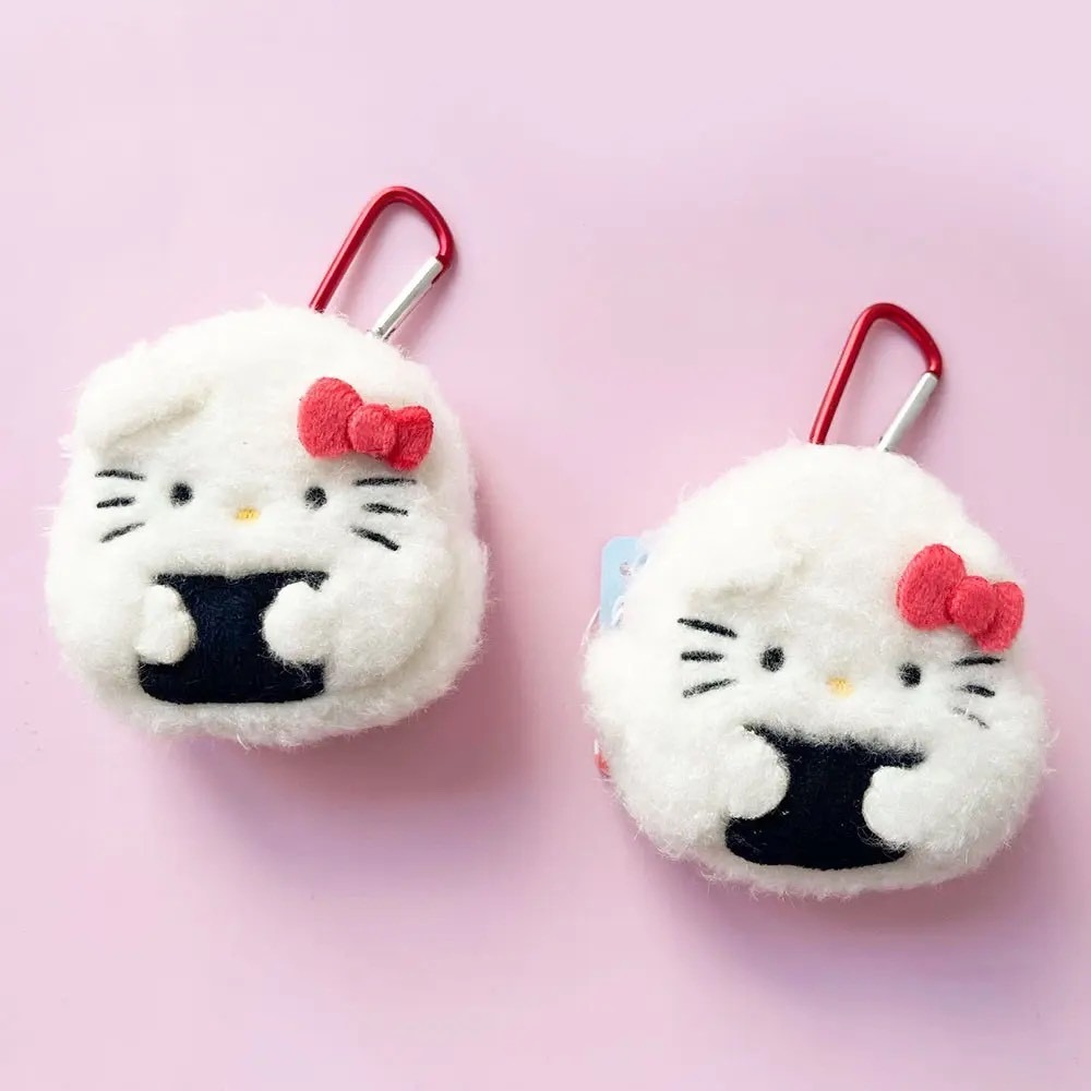 🎈彩虹尾巴🎈三麗鷗御飯糰系列零錢包附扣 絨毛零錢包扣環 飯糰造型 KITTY 大耳狗 蛋黃哥 拉鍊零錢包-細節圖10