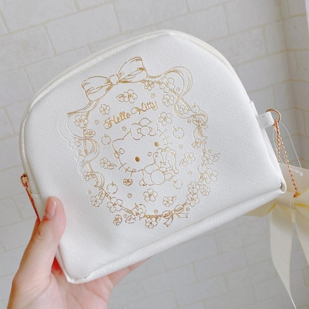 🎈彩虹尾巴🎈三麗鷗緞帶蝴蝶結皮質化妝包 KITTY 大耳狗 美樂蒂 酷洛米 小物包 收納小包-細節圖4