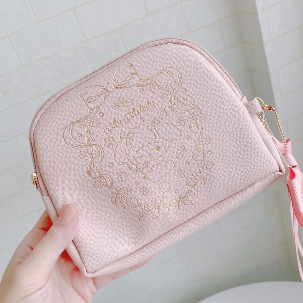 🎈彩虹尾巴🎈三麗鷗緞帶蝴蝶結皮質化妝包 KITTY 大耳狗 美樂蒂 酷洛米 小物包 收納小包-細節圖6