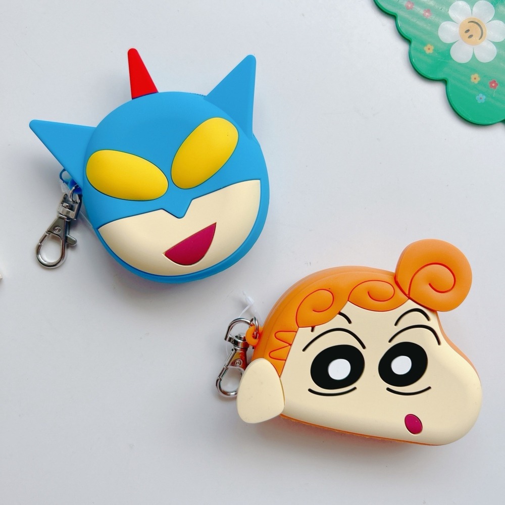 🎈彩虹尾巴🎈蠟筆小新矽膠頭型零錢包👛小新 野原小白 野原新之助 小葵 動感超人 阿呆 野原向日葵-細節圖8
