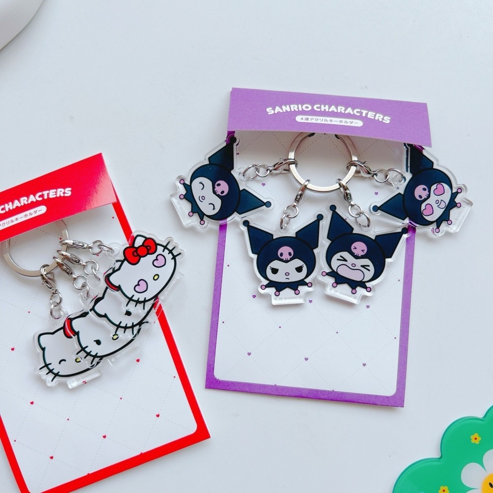 🎈彩虹尾巴🎈三麗鷗表情系列拉鍊扣鑰匙圈 日本製 Kitty 酷洛米 KUROMI 多種表情 壓克力鑰匙圈-細節圖3