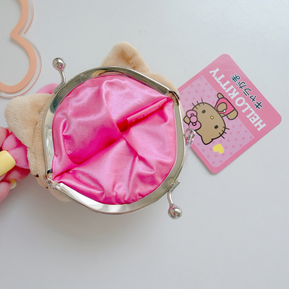 🎈彩虹尾巴🎈三麗鷗鈴鐺絨毛珠扣零錢包 KITTY烤焦 黑色 美樂蒂 大耳狗 帕恰狗 大臉零錢包 絨毛零錢包-細節圖2