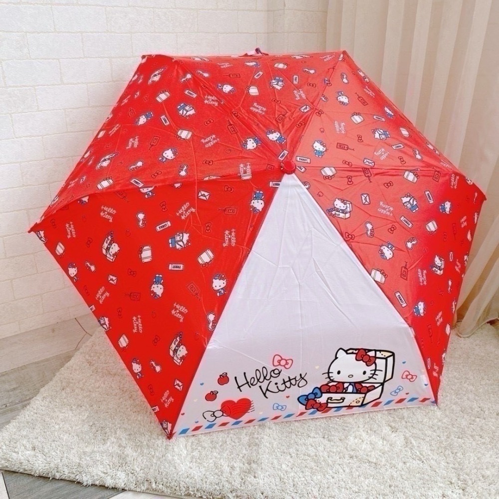 【現貨】🎈彩虹尾巴🎈三麗鷗暢銷彎把傘☂️ Hello Kitty 紅色-細節圖2