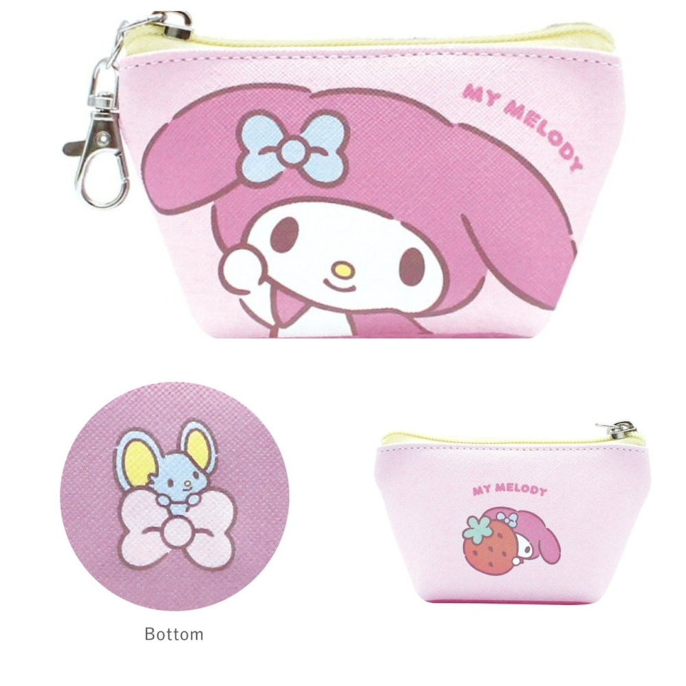 🎈彩虹尾巴🎈三麗鷗三角零錢包附扣  KITTY 美樂蒂 酷洛米 大耳狗 雙子星 人魚漢頓 小物包-細節圖3