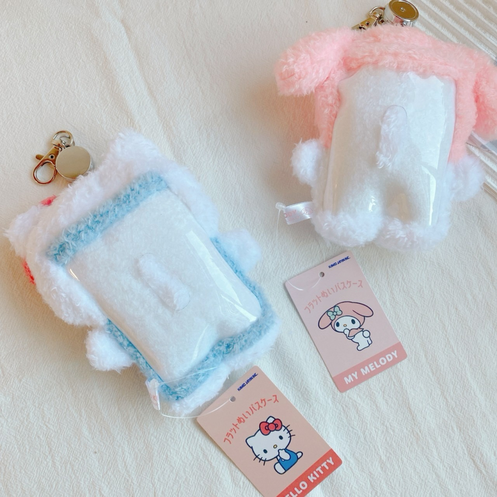 🎈彩虹尾巴🎈三麗鷗QQ毛全身造型伸縮票卡套 KITTY 美樂蒂 吊飾娃娃 絨毛娃娃吊飾-細節圖3