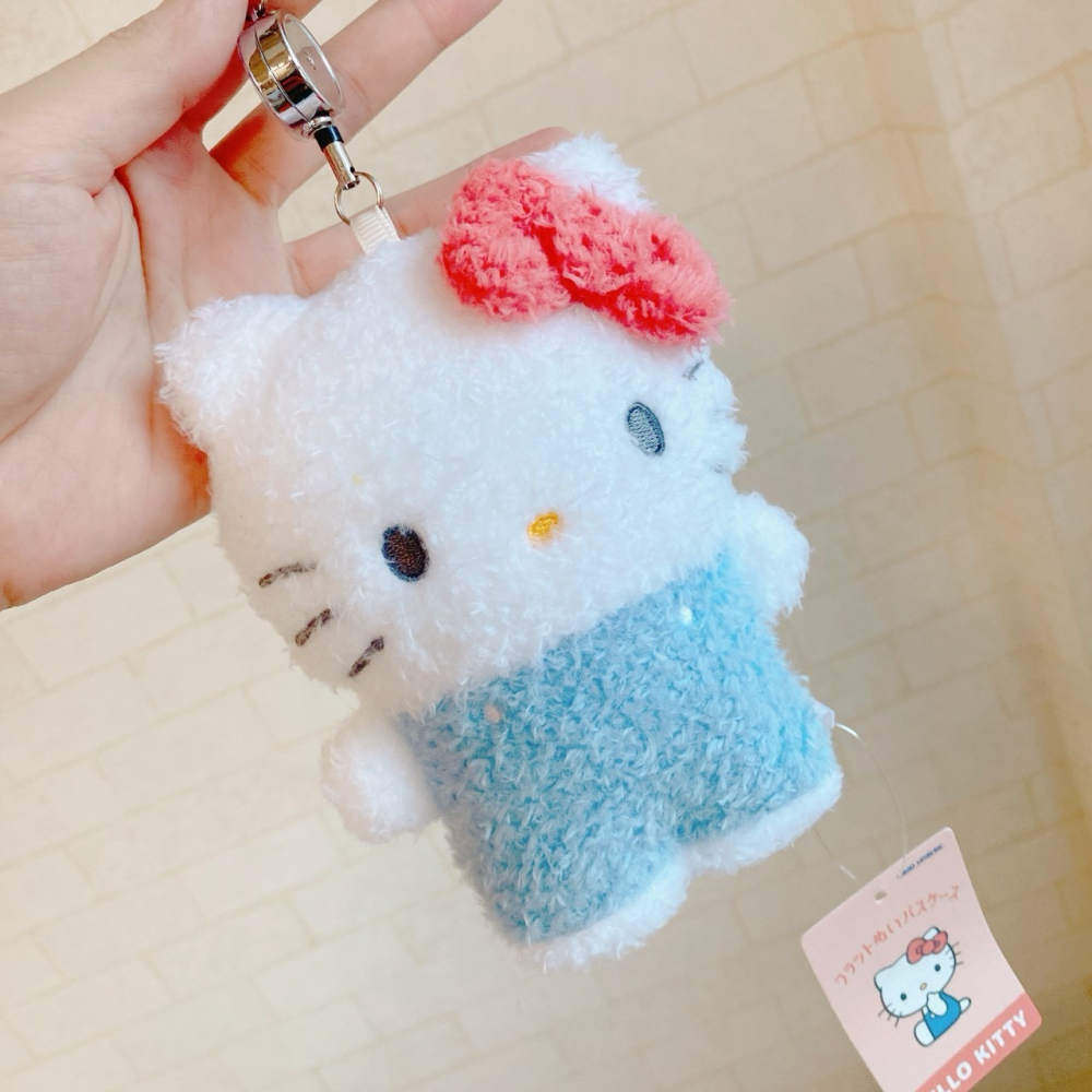 🎈彩虹尾巴🎈三麗鷗QQ毛全身造型伸縮票卡套 KITTY 美樂蒂 吊飾娃娃 絨毛娃娃吊飾-細節圖5