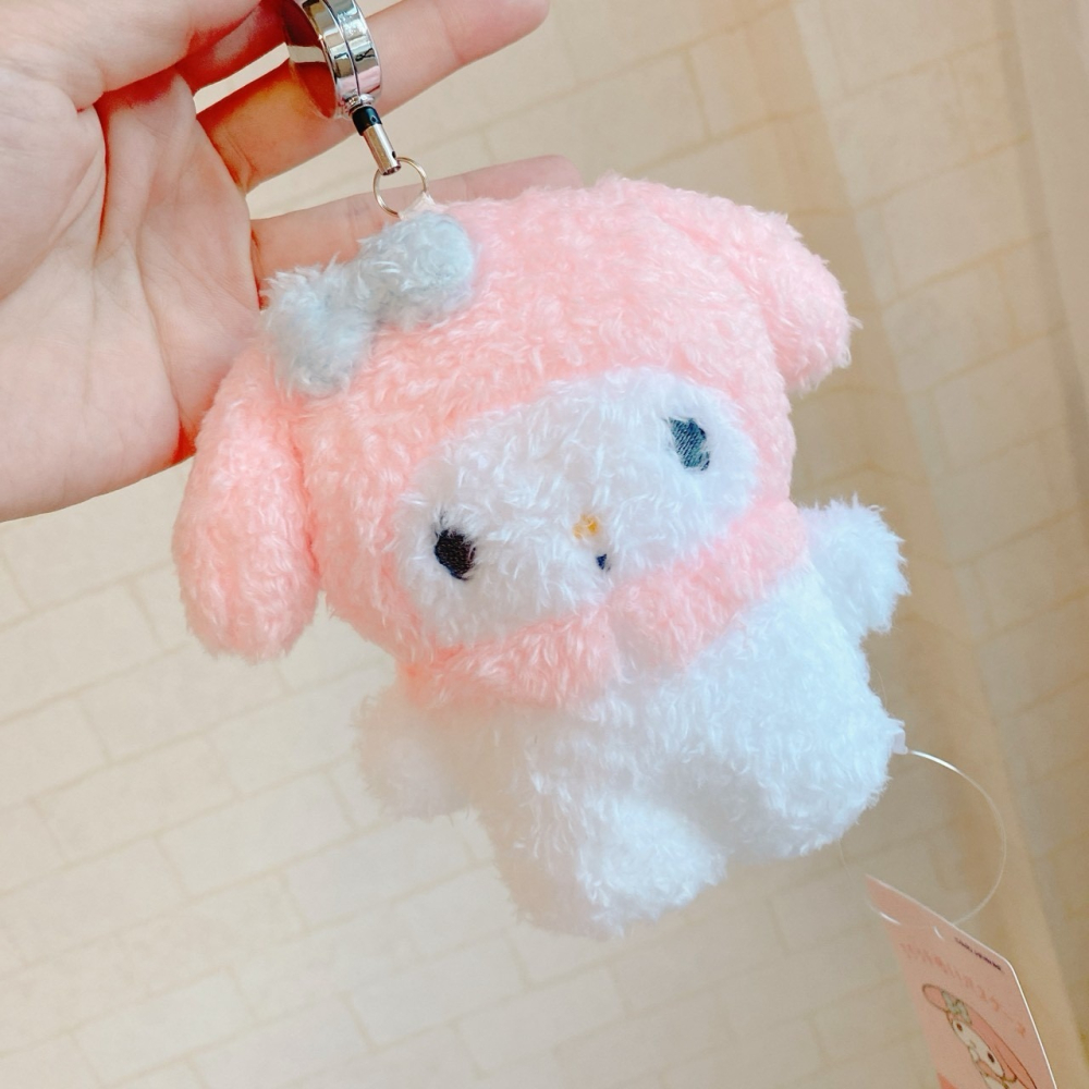 🎈彩虹尾巴🎈三麗鷗QQ毛全身造型伸縮票卡套 KITTY 美樂蒂 吊飾娃娃 絨毛娃娃吊飾-細節圖6