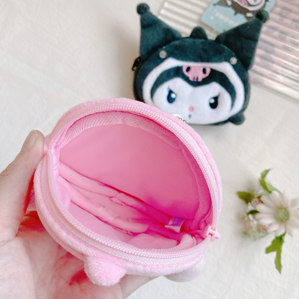 🎈彩虹尾巴🎈三麗鷗海洋系列拉鍊零錢包 美樂蒂 酷洛米 吊飾娃娃 鯨鯊系列 絨毛造型票卡零錢包-細節圖2