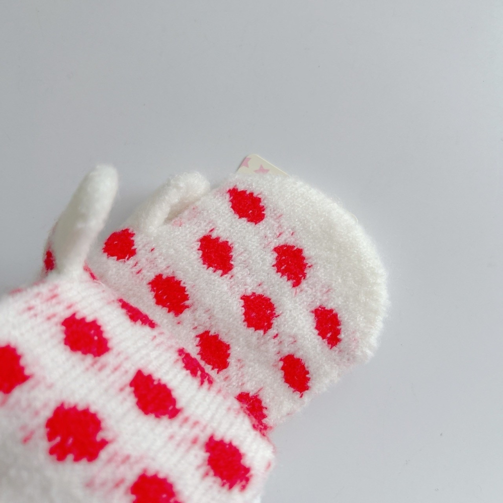 🎈彩虹尾巴🎈KITTY球球針織兒童手套 三麗鷗 Hello Kitty 凱蒂貓 球球 冬天 手套 紅點點-細節圖4