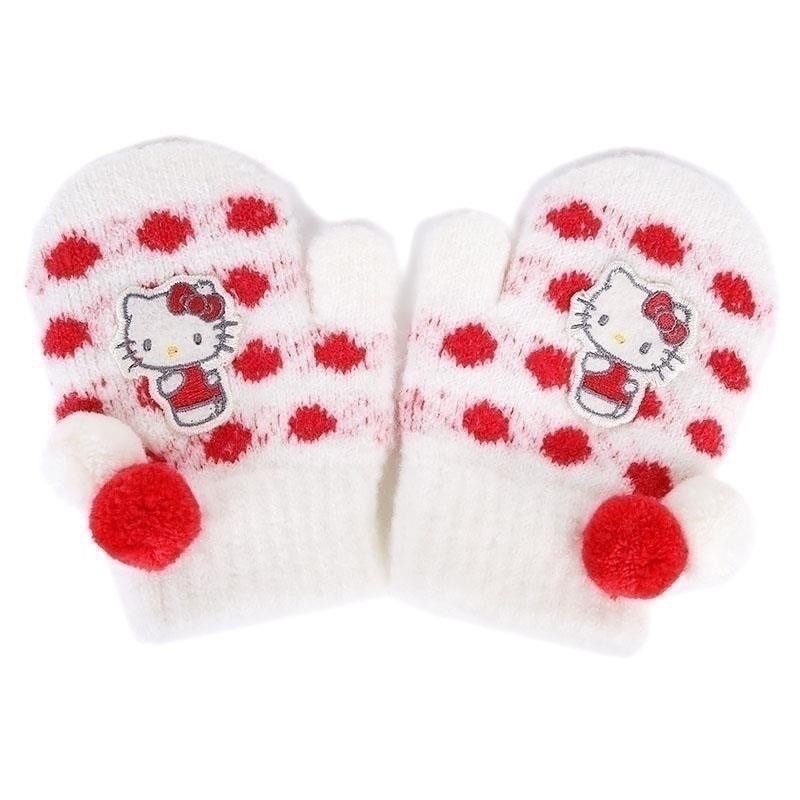 🎈彩虹尾巴🎈KITTY球球針織兒童手套 三麗鷗 Hello Kitty 凱蒂貓 球球 冬天 手套 紅點點-細節圖8