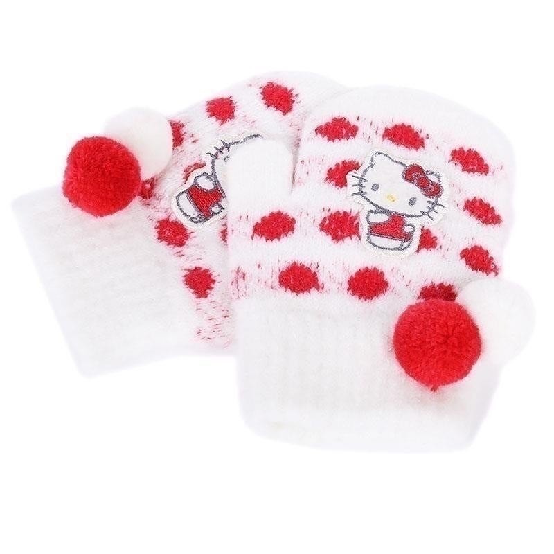 🎈彩虹尾巴🎈KITTY球球針織兒童手套 三麗鷗 Hello Kitty 凱蒂貓 球球 冬天 手套 紅點點-細節圖11
