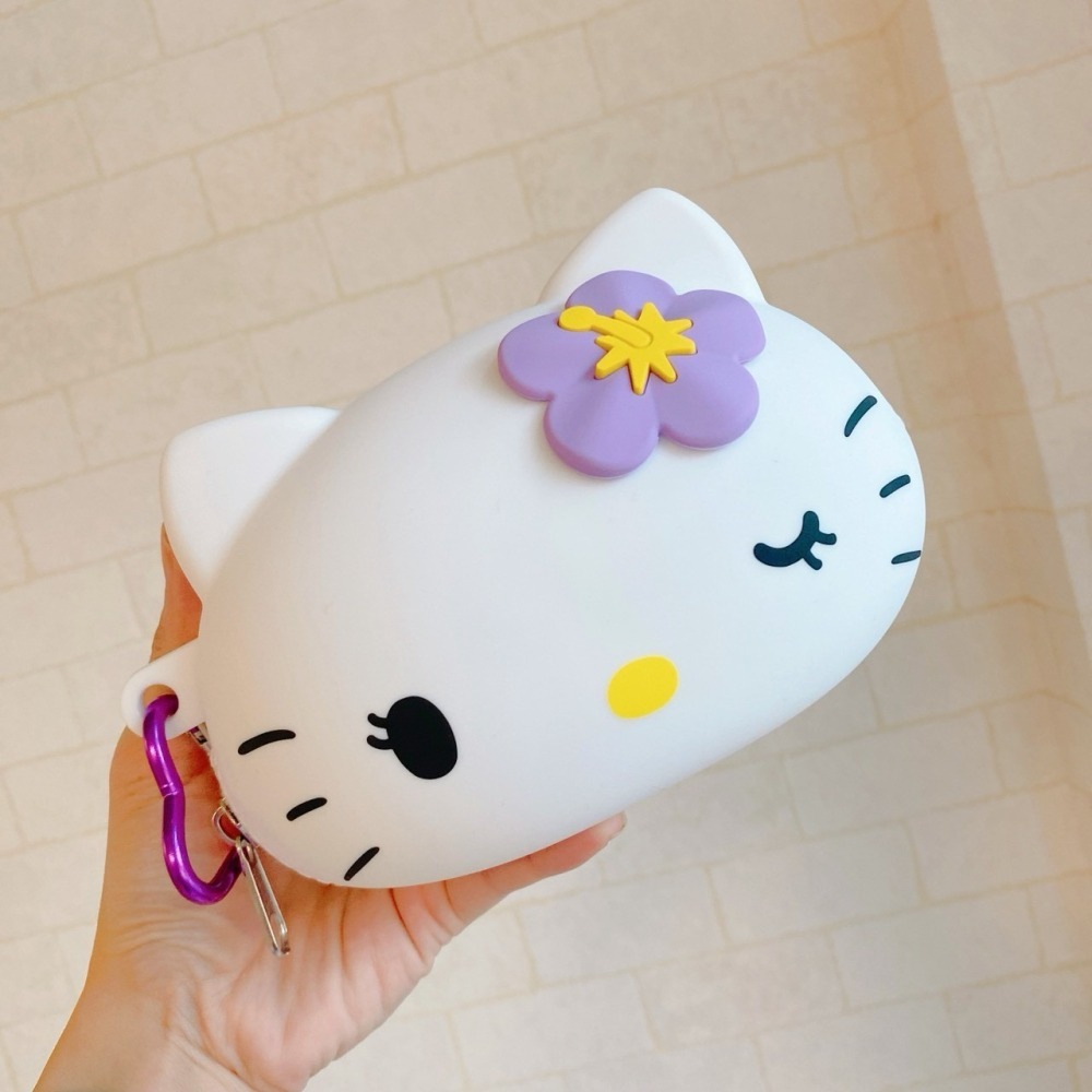 🎈彩虹尾巴🎈KITTY特大矽膠萬用包附扣 矽膠造型零錢包附扣環 愛心扣環 日燒 烤焦 三麗鷗 凱蒂貓 夏日 眨眼-細節圖6