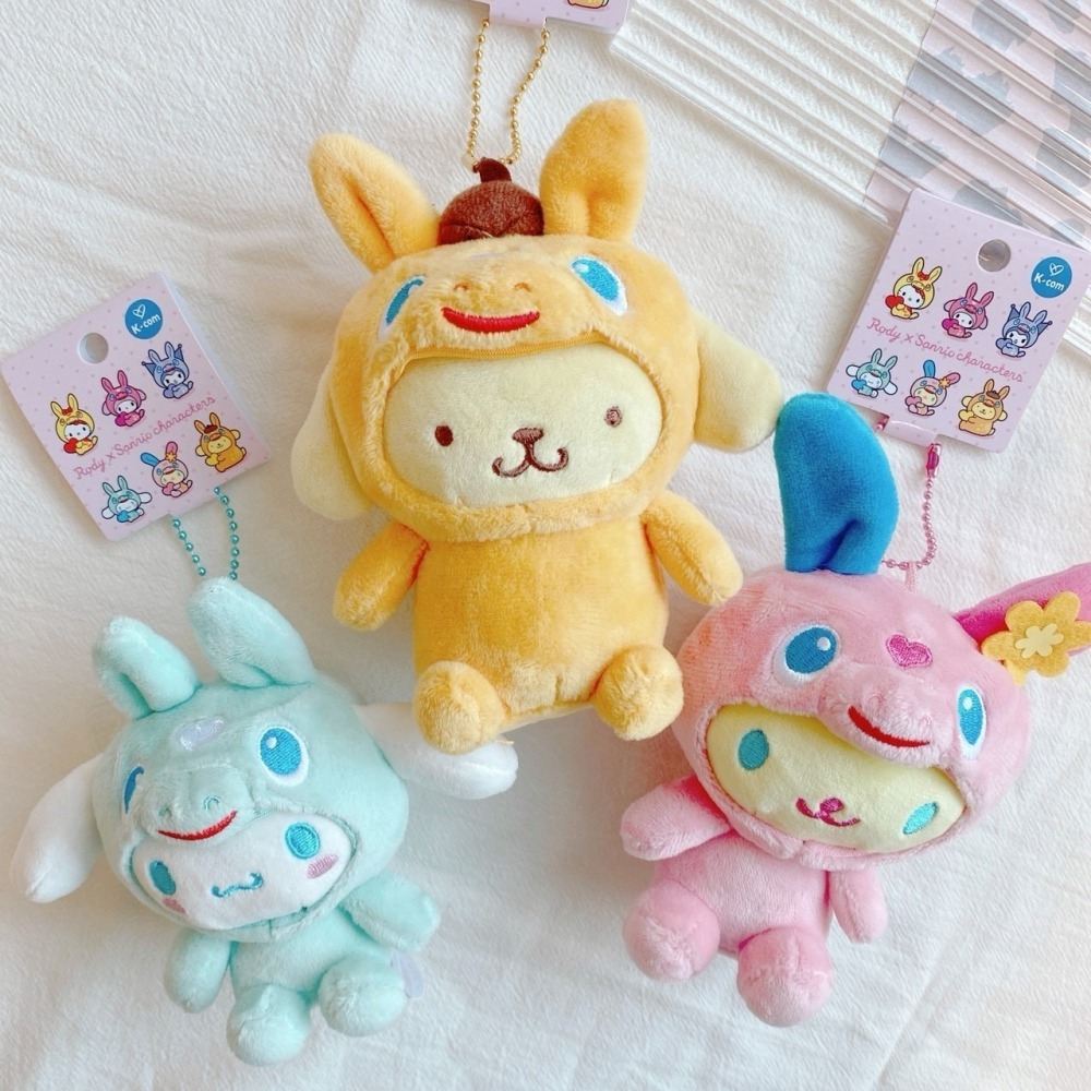 🎈彩虹尾巴🎈三麗鷗&RODY跳跳馬聯名限定 珠鍊娃娃吊飾 KITTY 美樂蒂 酷洛米 大耳狗 布丁狗 花小兔 玩偶-細節圖4